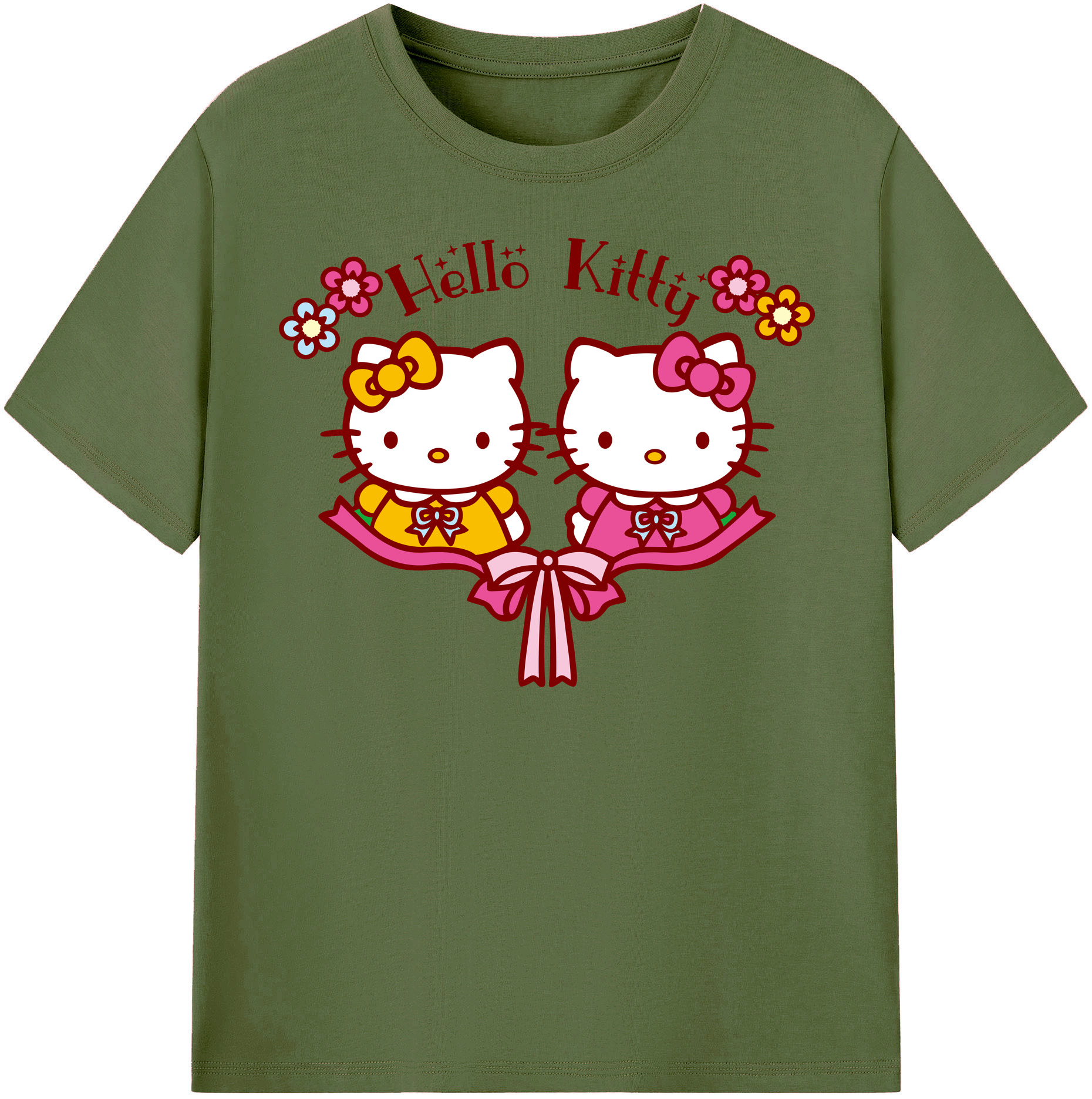 （画像用） Hello Kitty ハローキティ 綿100％半袖Tシャツ（フロントプリント）